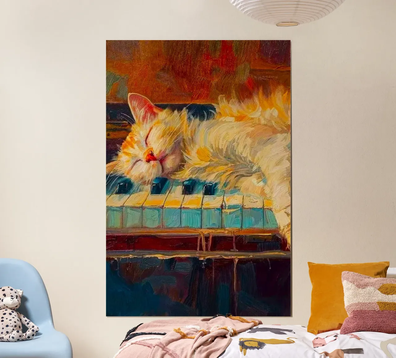 cat lie on piano poster da miracle