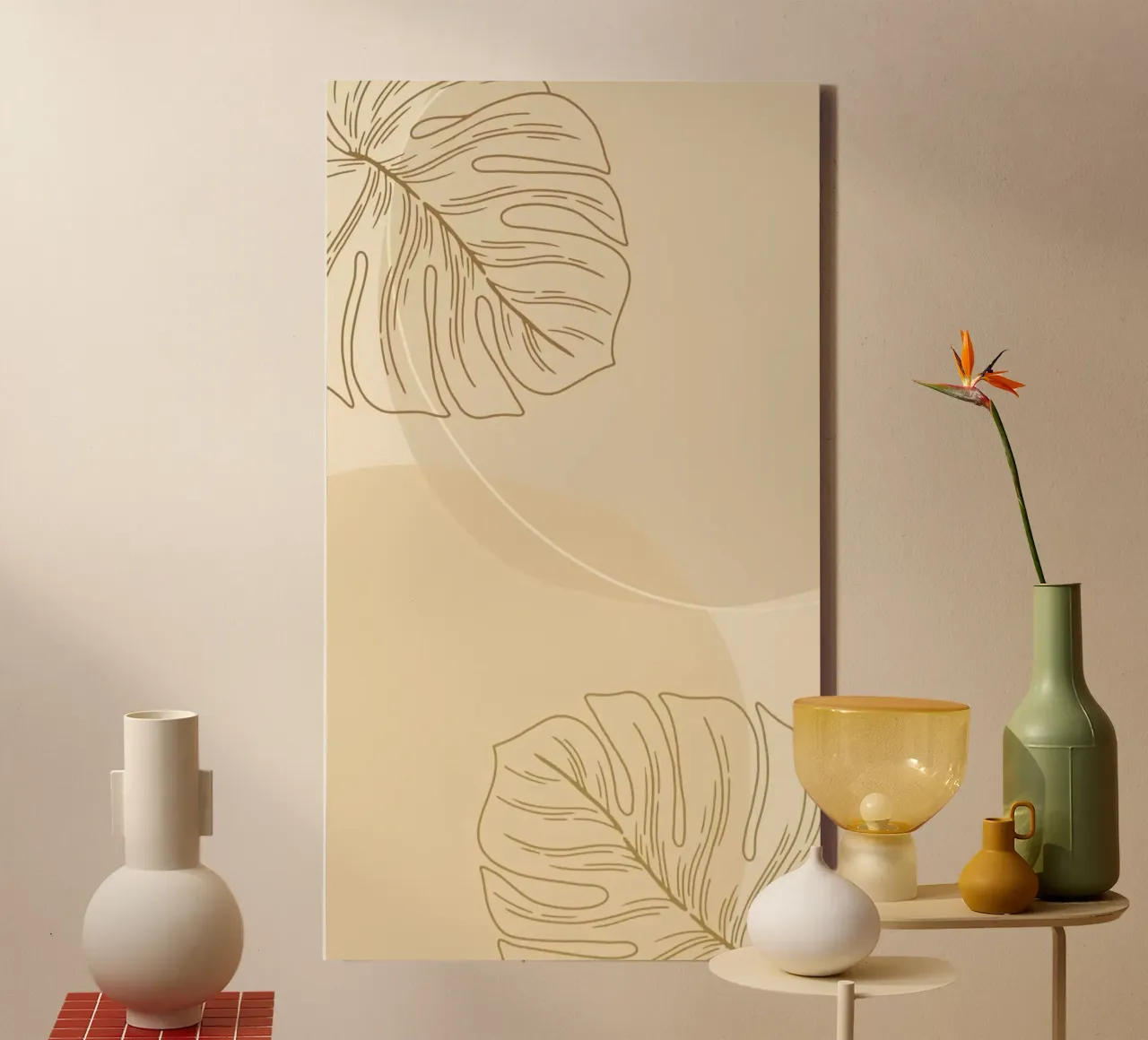 circle shadow and leaf canvas with Floater frame by lifeline