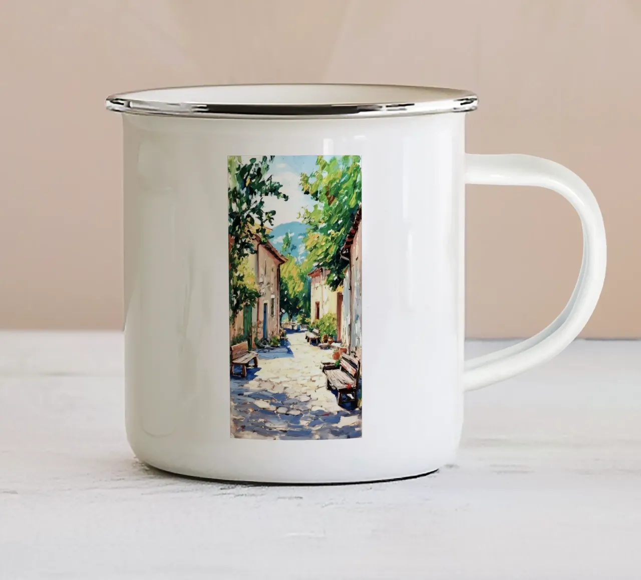 sunshine and village tazza in smalto da lifeline
