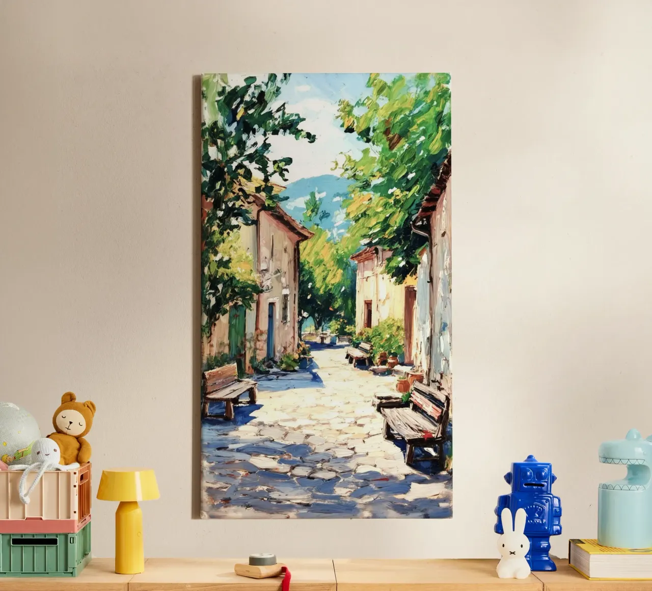 sunshine and village tela con Cornice a cassetta da lifeline