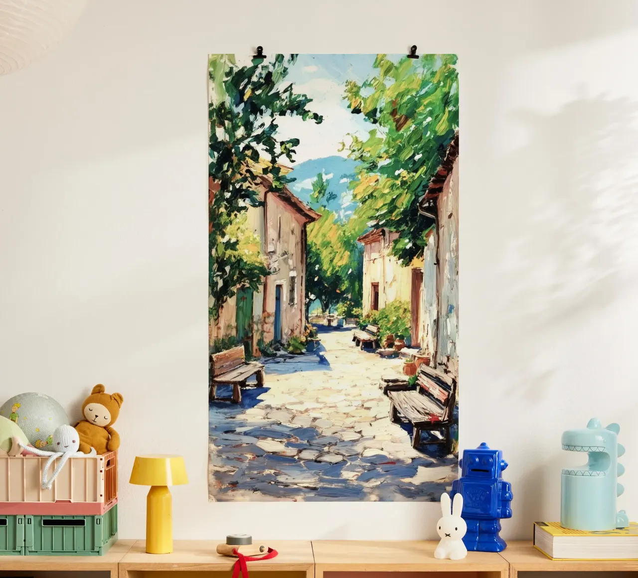 sunshine and village poster con telaio in plastica da lifeline