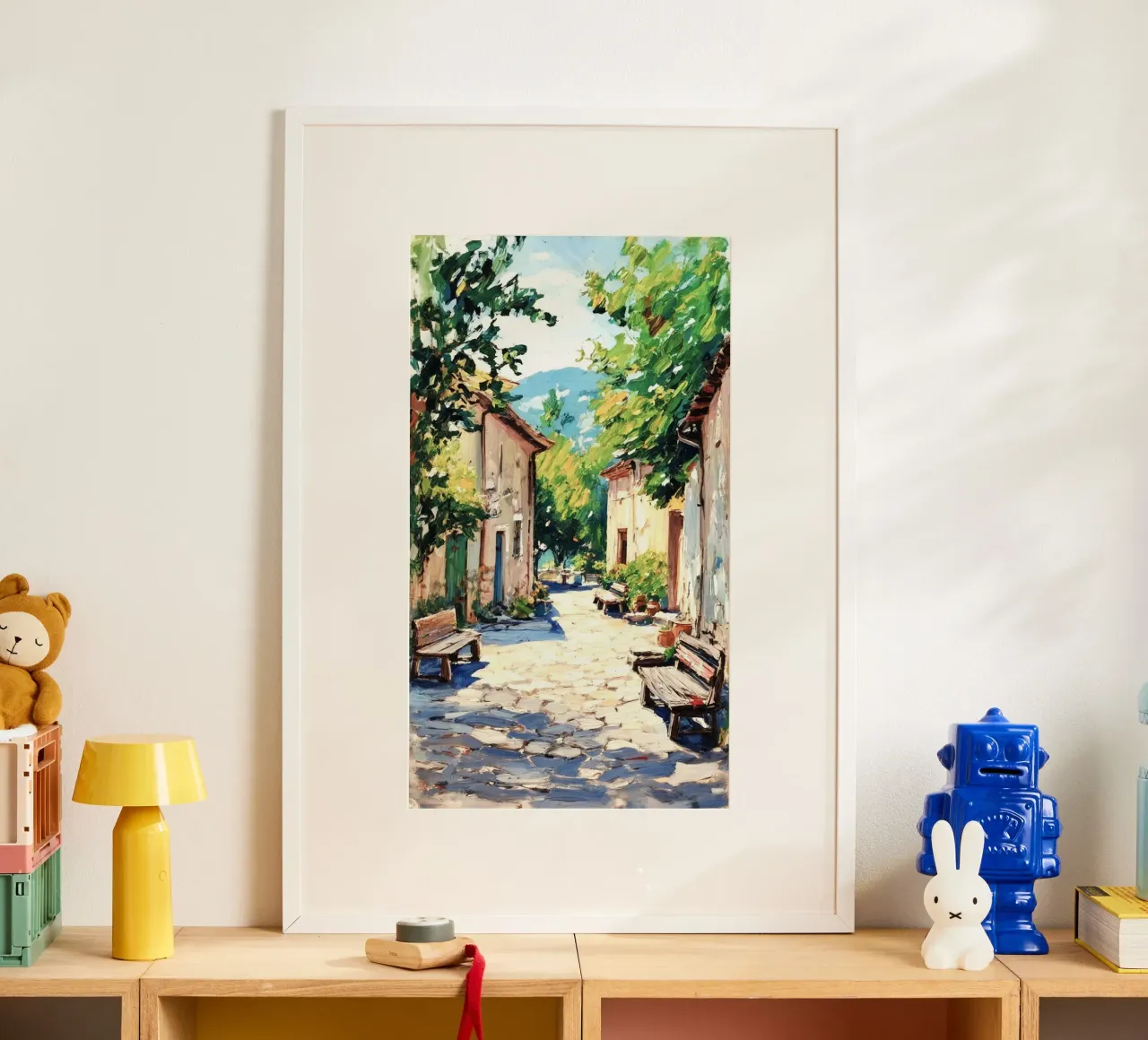 sunshine and village poster con telaio in plastica da lifeline