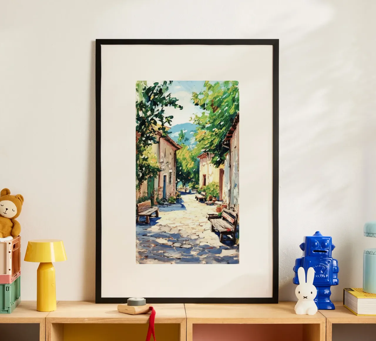 sunshine and village poster con telaio in plastica da lifeline
