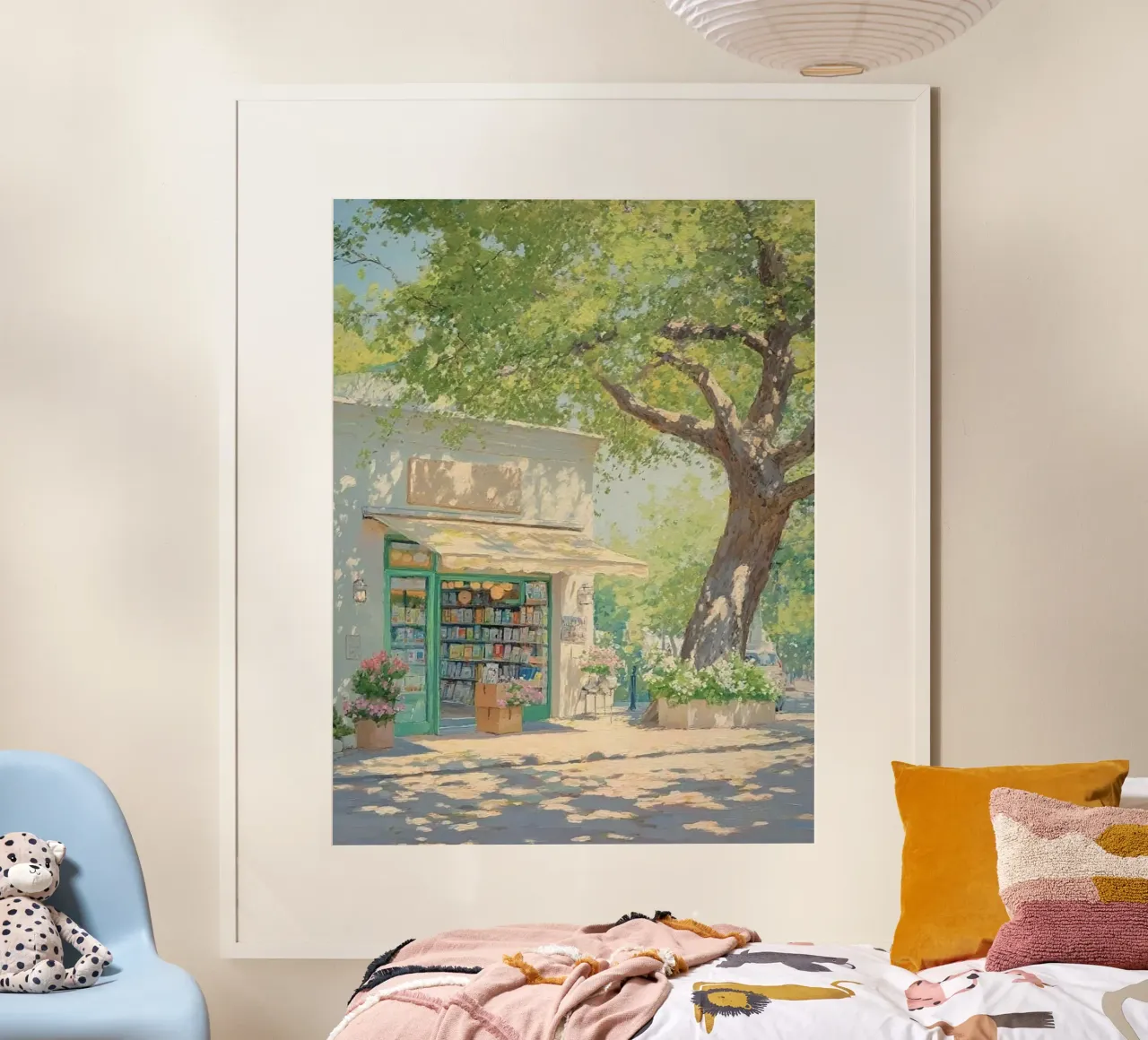 peace shop and tree poster con telaio in legno da miracle