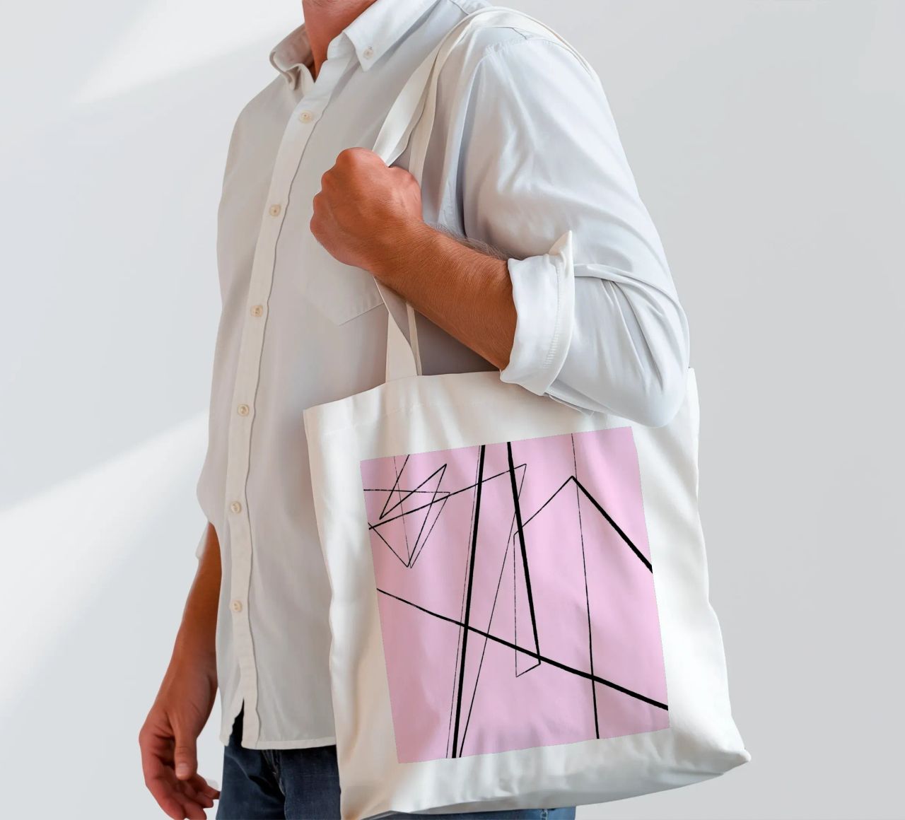 Angular Lines No 4 borsa in juta da treechild