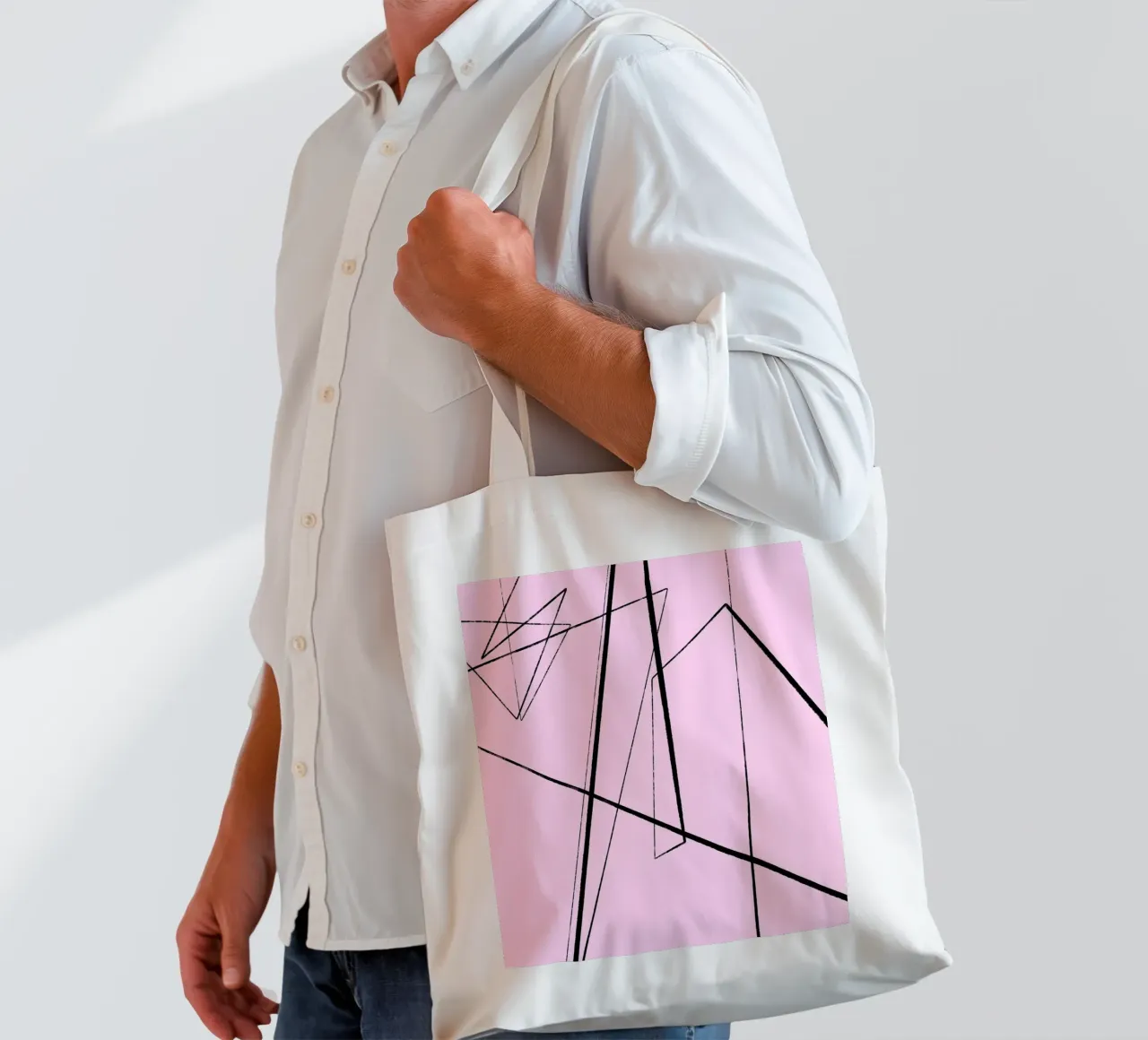 Angular Lines No 4 borsa in juta da treechild