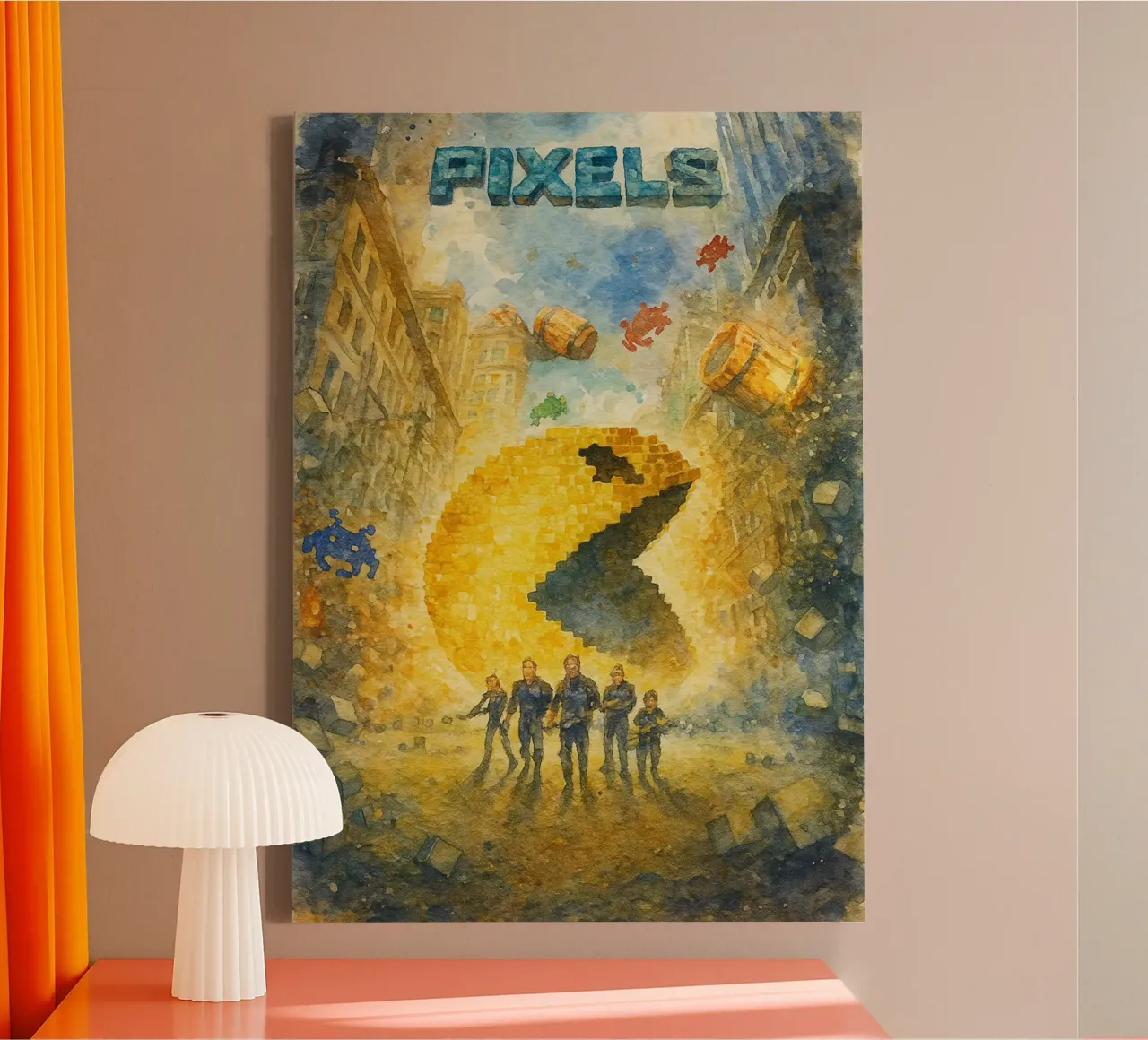 pixels films herschilderen canvas met Baklijst van joexs
