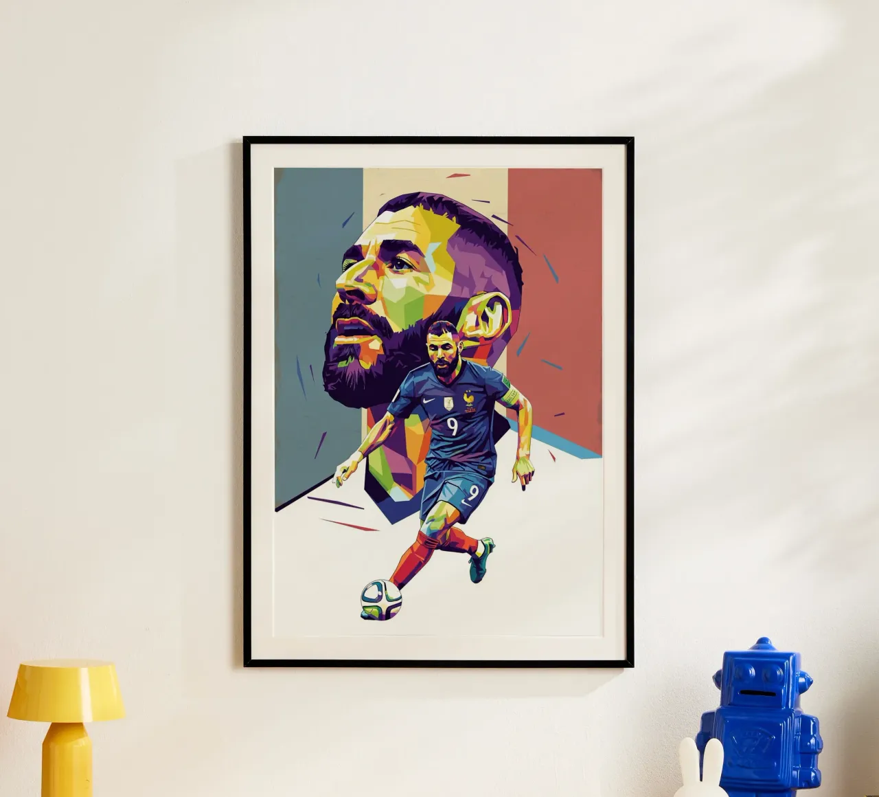 Ritratto pop art di Karim Benzema poster da Hantamrata