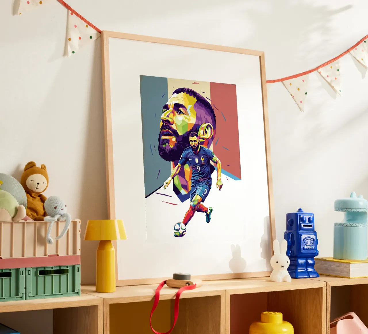 Ritratto pop art di Karim Benzema poster da Hantamrata