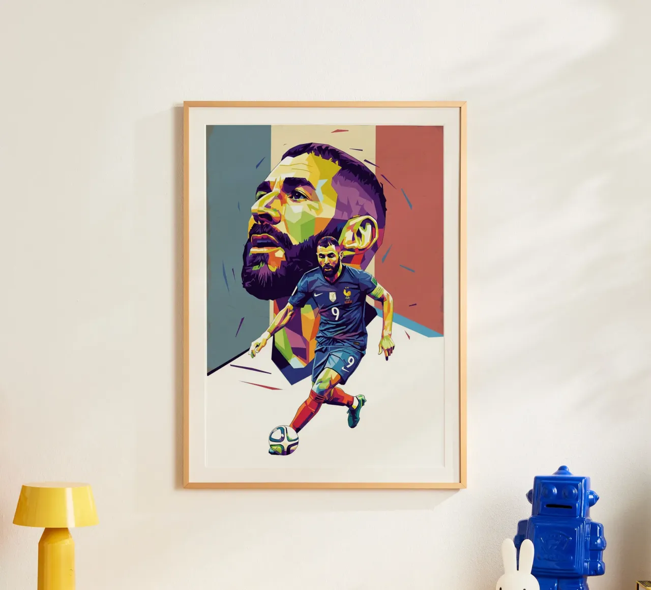 Ritratto pop art di Karim Benzema poster da Hantamrata