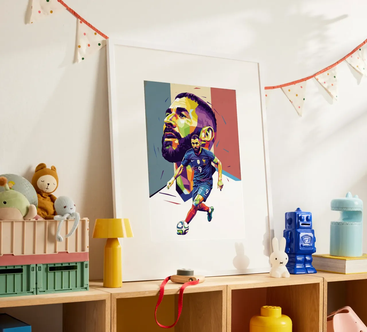 Ritratto pop art di Karim Benzema poster da Hantamrata