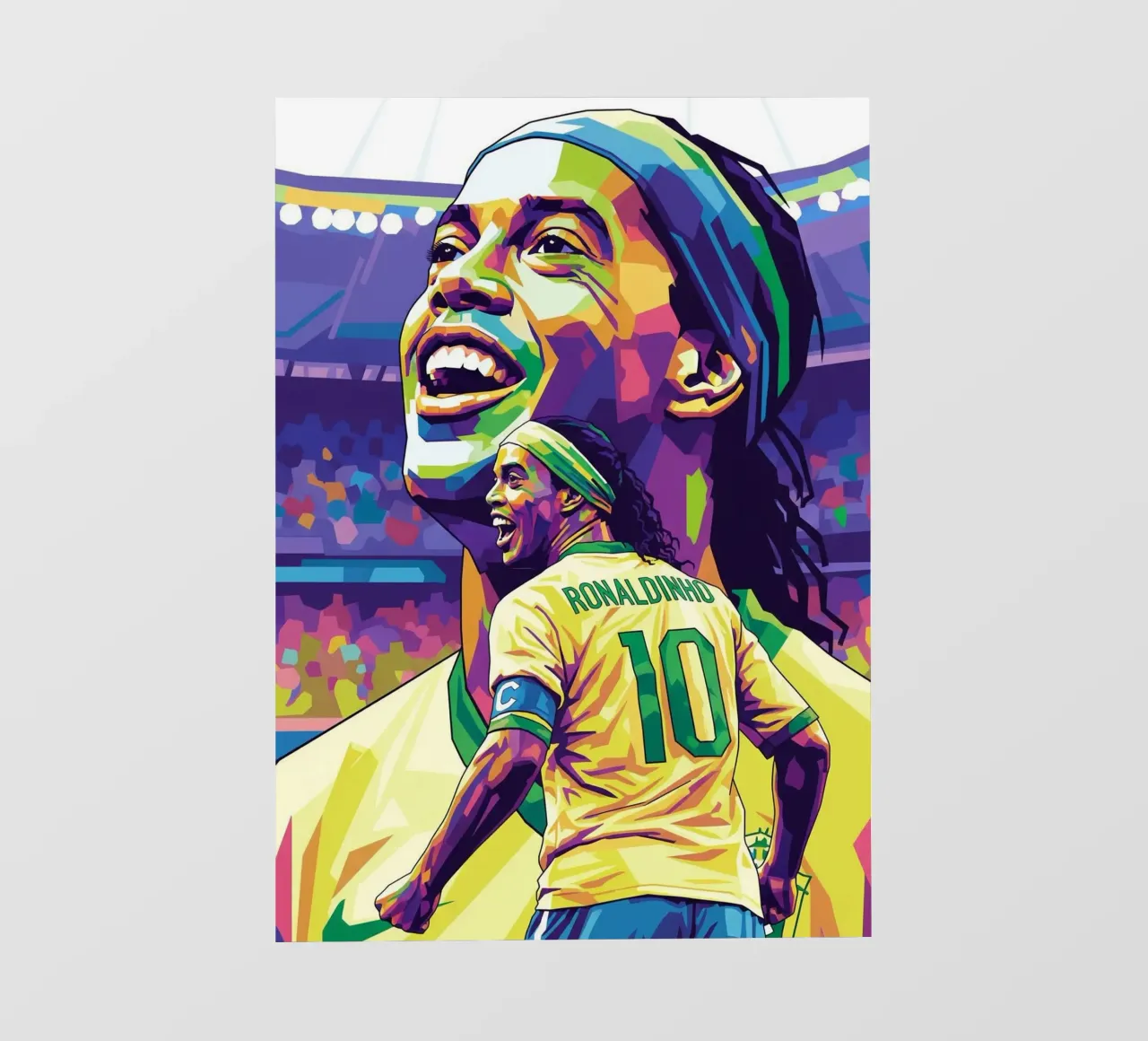 Ronaldinho con il suo iconico sorriso telo in pvc da Hantamrata