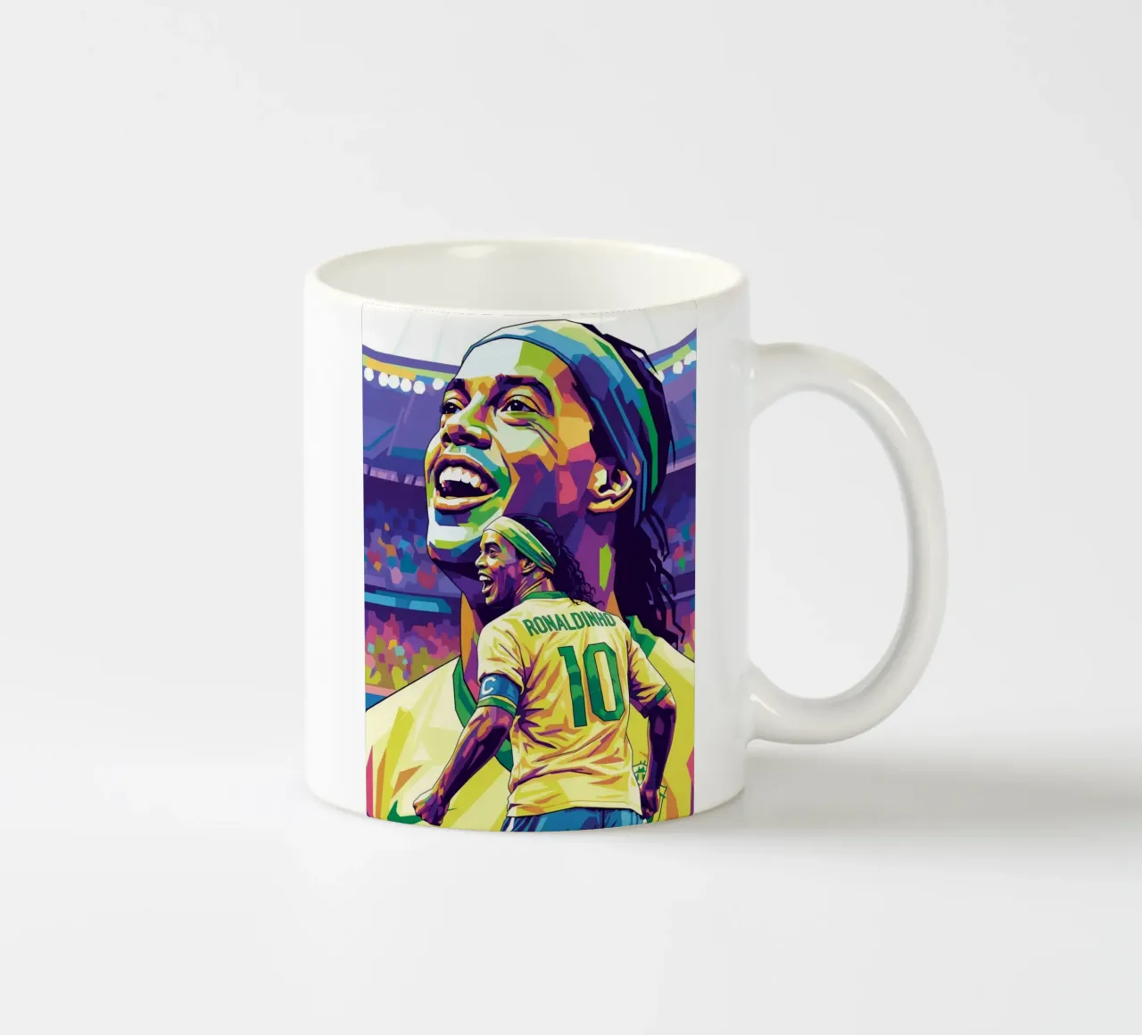 Ronaldinho con il suo iconico sorriso tazza in ceramica da Hantamrata