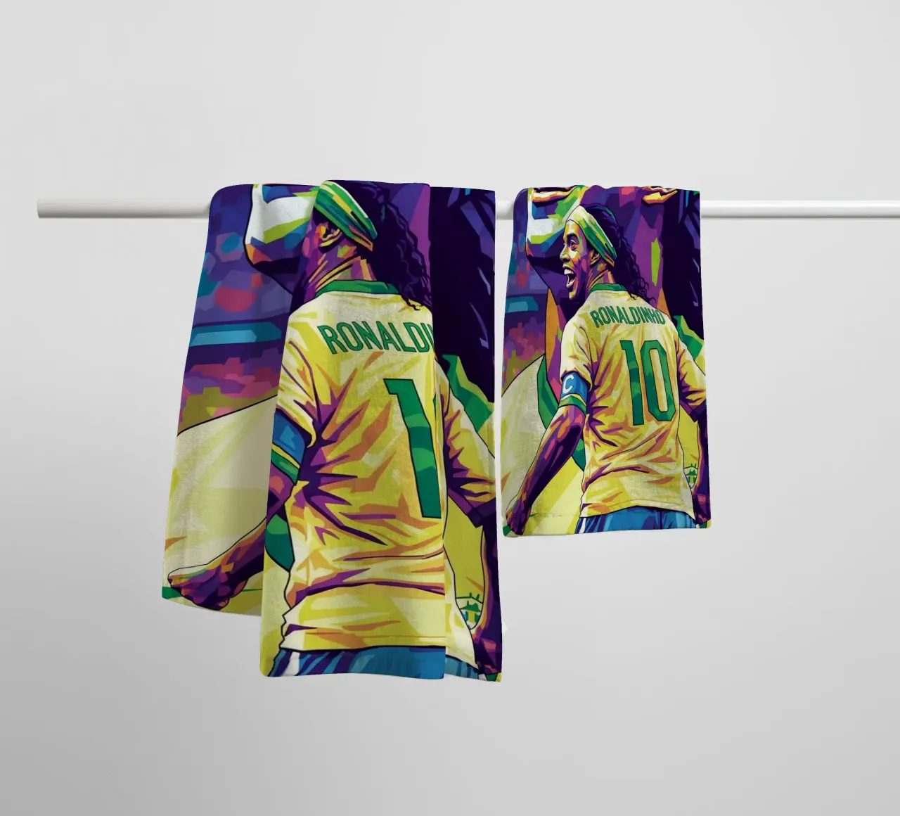 Ronaldinho con il suo iconico sorriso asciugamano da bagno da Hantamrata