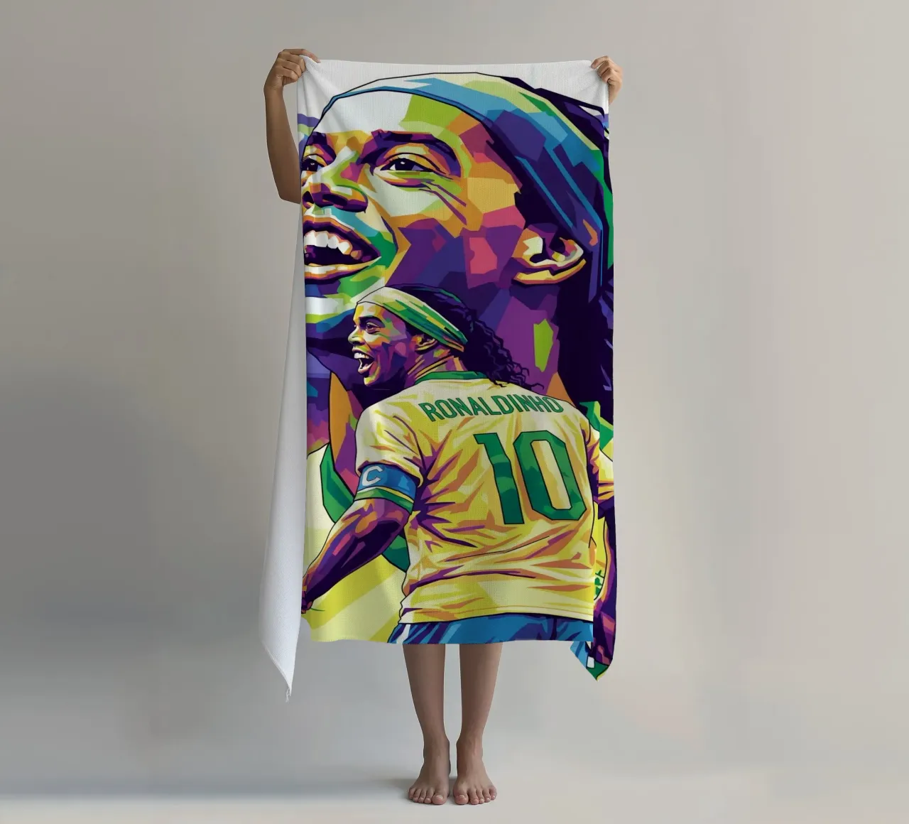 Ronaldinho con il suo iconico sorriso telo mare da Hantamrata