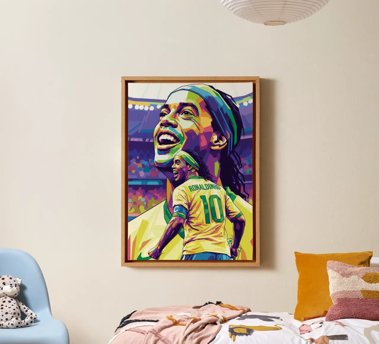 Ronaldinho con il suo iconico sorriso tela con Cornice a cassetta da Hantamrata