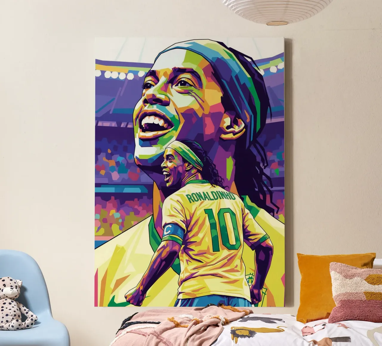 Ronaldinho con il suo iconico sorriso tela con Cornice a cassetta da Hantamrata