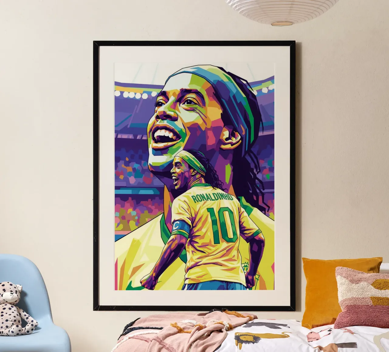 Ronaldinho con il suo iconico sorriso poster da Hantamrata