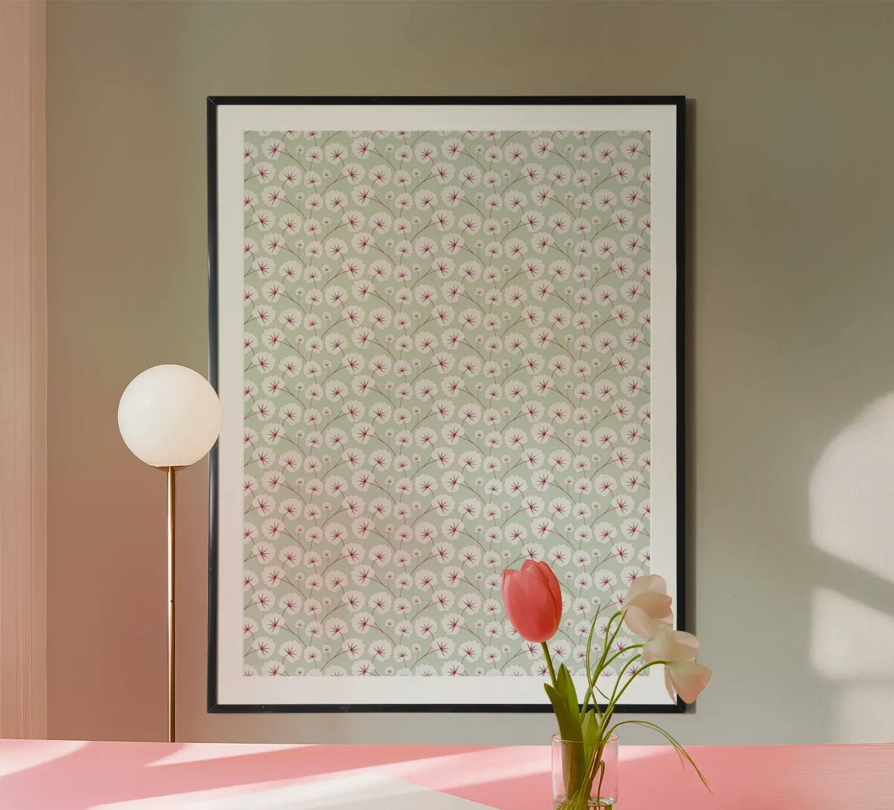 Cherry Blossom Pattern #4 poster con telaio in alluminio da kathrinmay