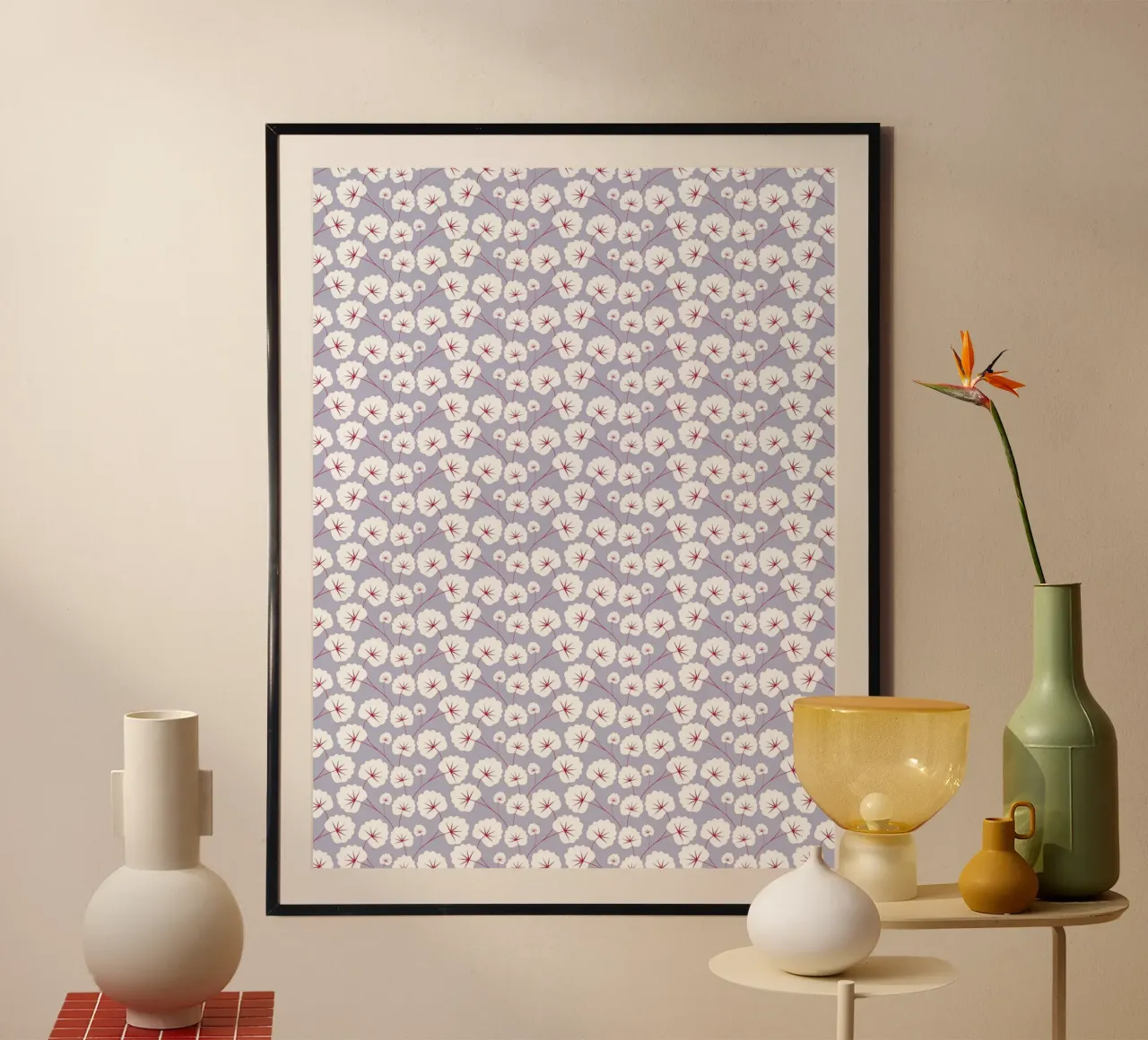 Cherry Blossom Pattern #5 poster con telaio in alluminio da kathrinmay