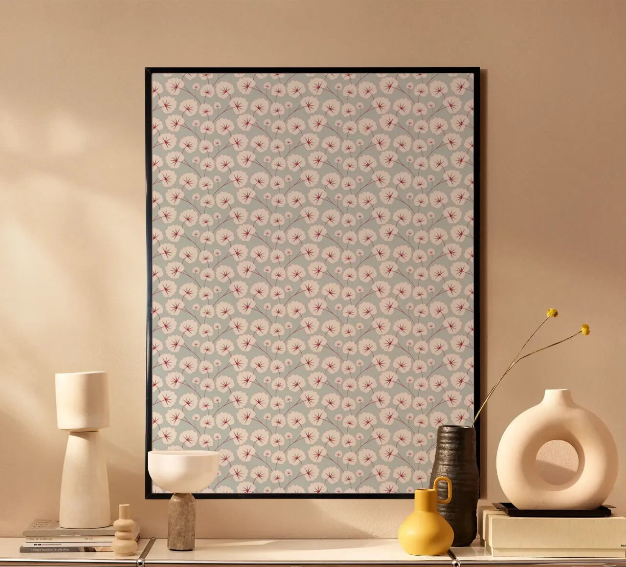 Cherry Blossom Pattern #6 poster con telaio in alluminio da kathrinmay