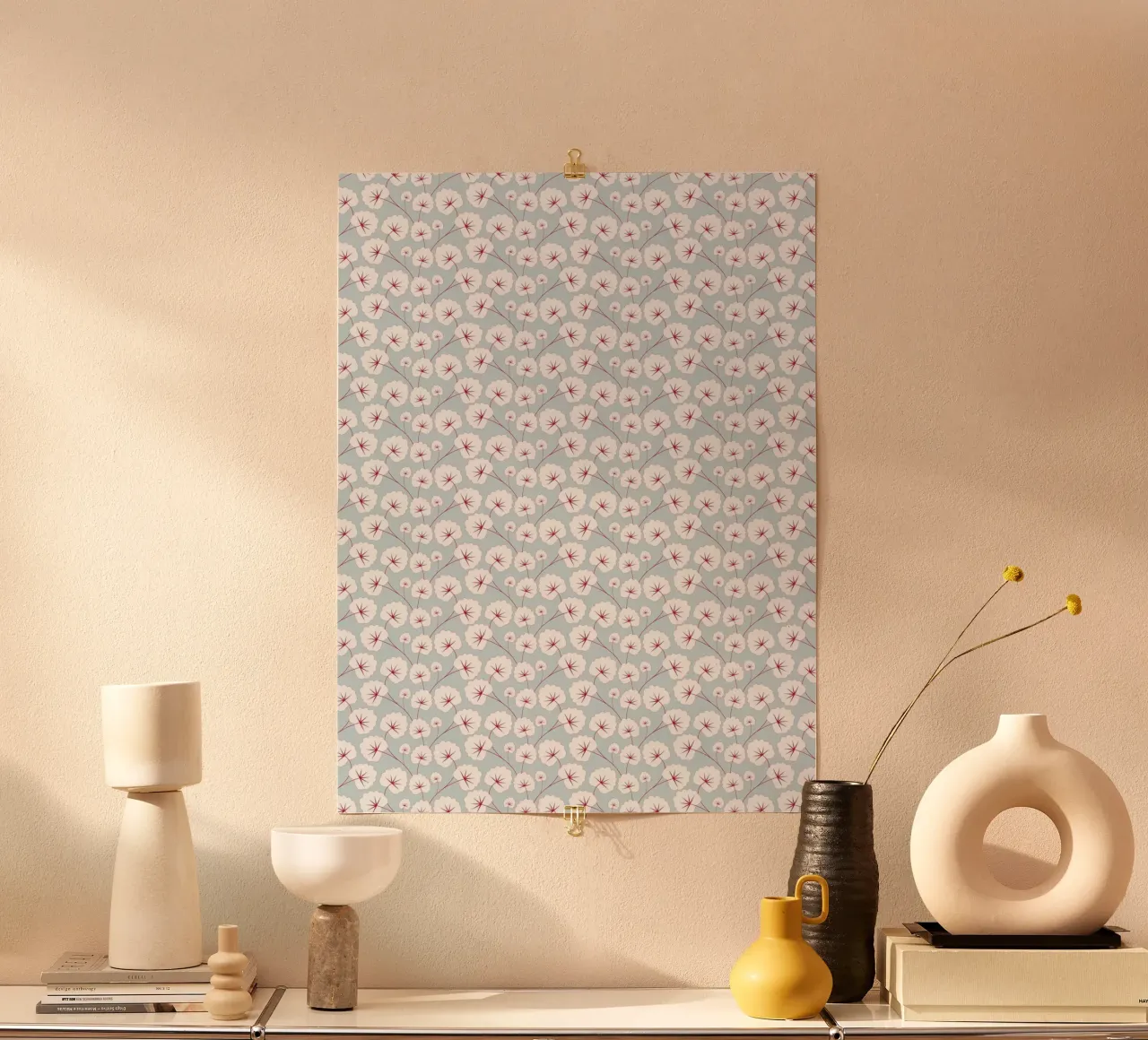 Cherry Blossom Pattern #6 poster con telaio in alluminio da kathrinmay
