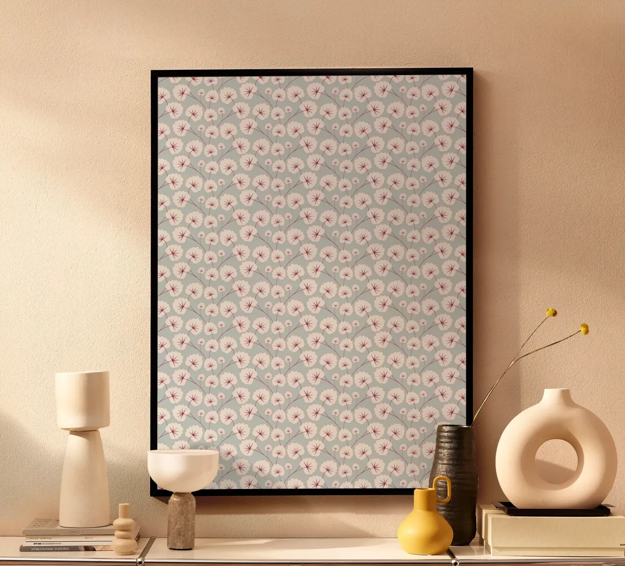 Cherry Blossom Pattern #6 poster con telaio in alluminio da kathrinmay