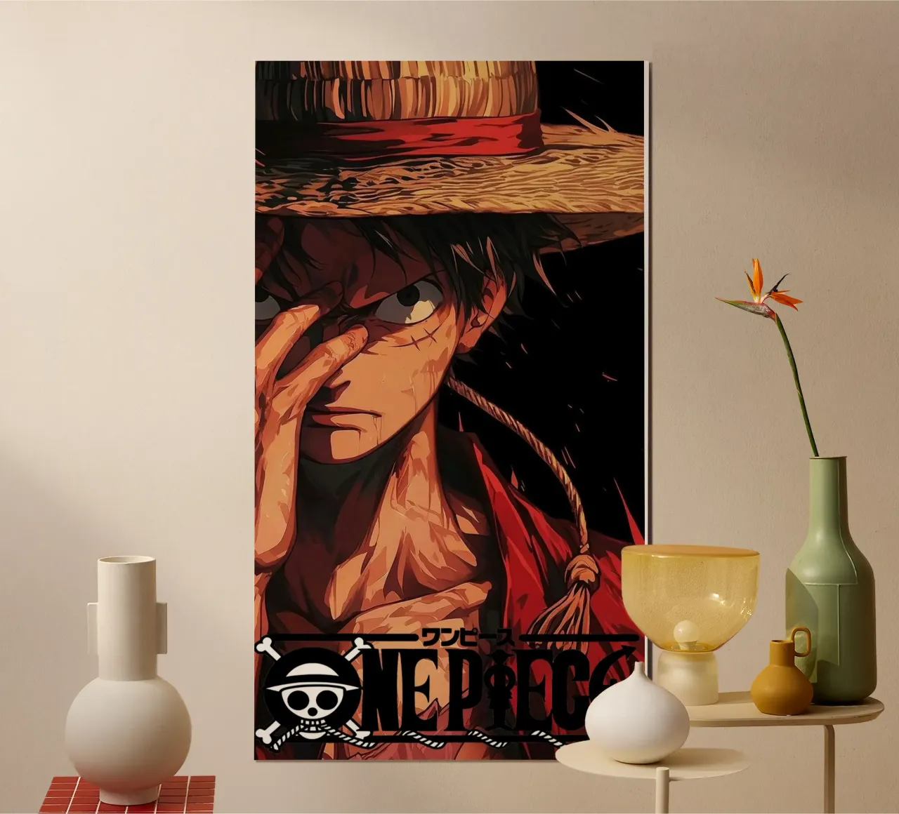 Scimmia D Luffy poster con telaio in legno da Toby H Williams