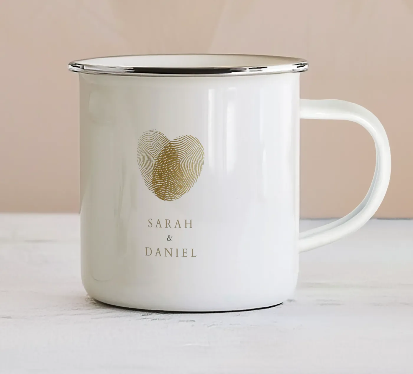 Fingerabdruck Emaille Tasse von Kartenliebe