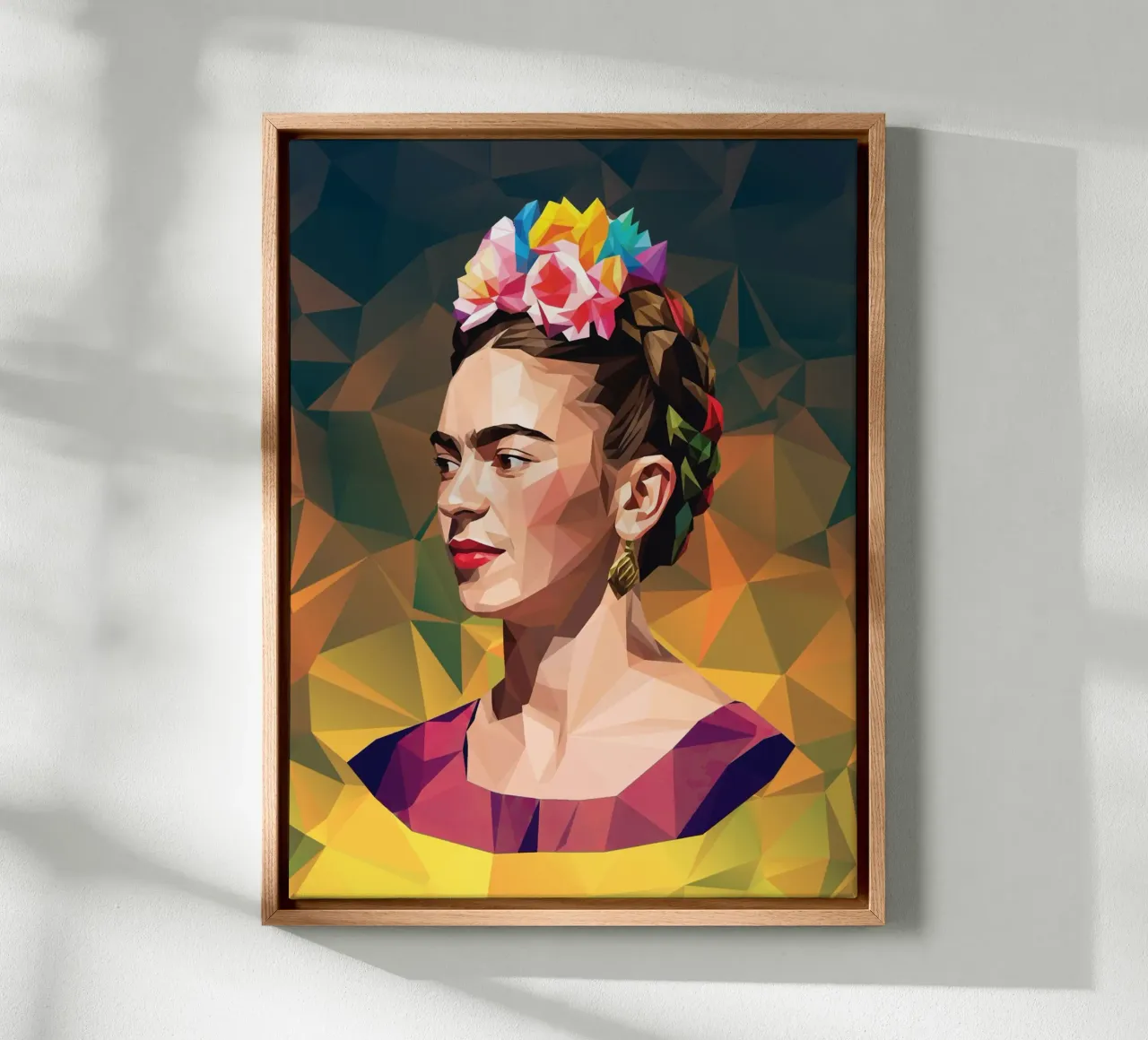 Frida Kahlo Lowpoly tela con Cornice a cassetta da Low Profile
