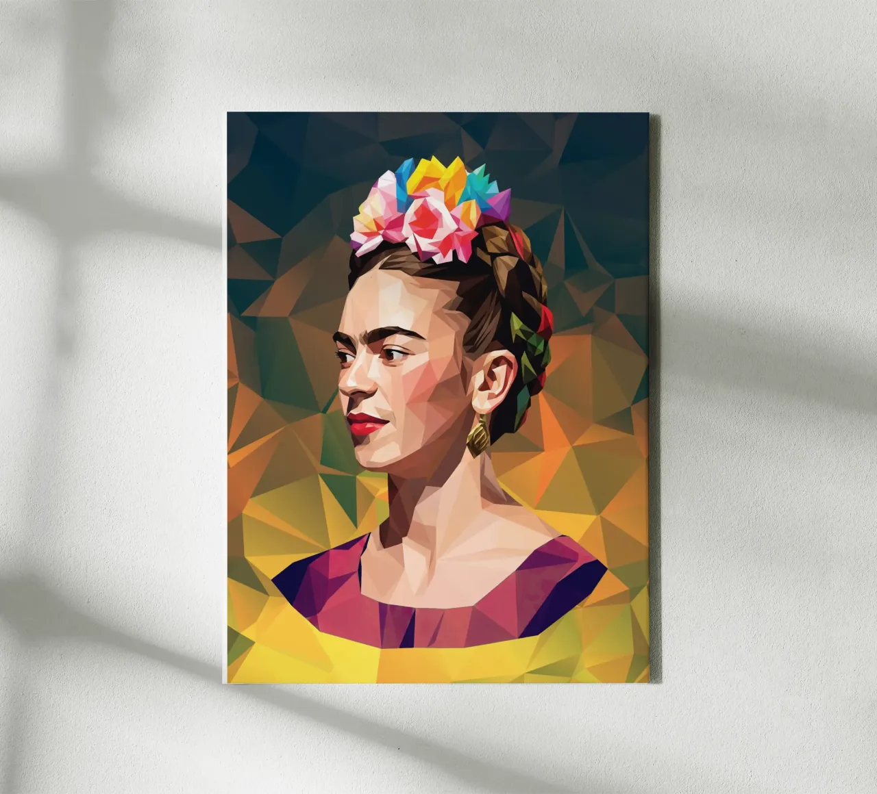 Frida Kahlo Lowpoly tela con Cornice a cassetta da Low Profile