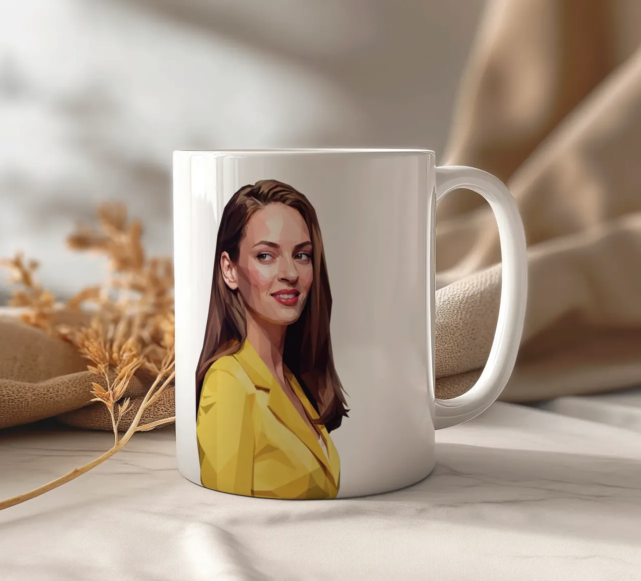 Uma Thurman Low poly tazza in ceramica da Low Profile