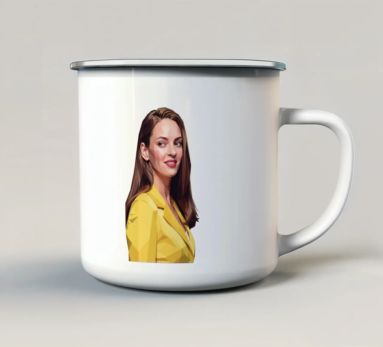 Uma Thurman Low poly tazza in smalto da Low Profile