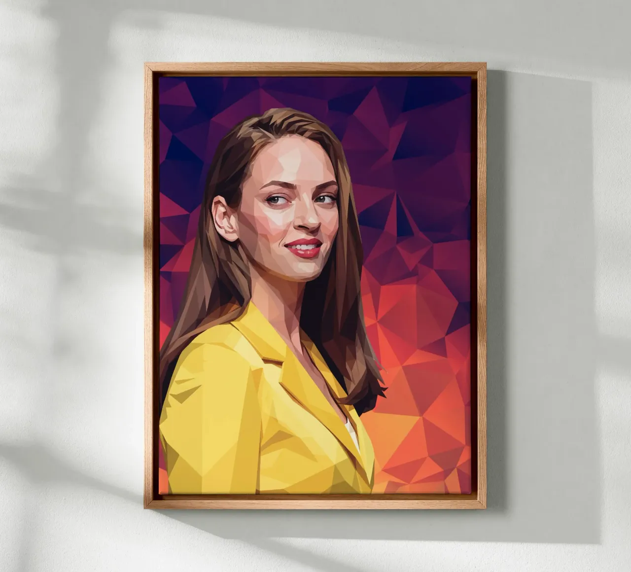 Uma Thurman Low poly tela con Cornice a cassetta da Low Profile