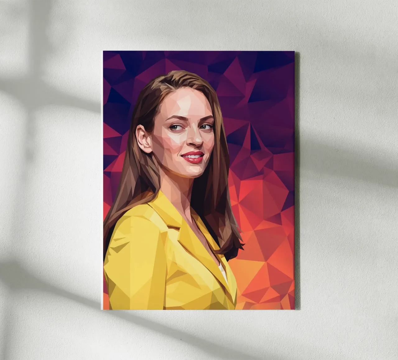 Uma Thurman Low poly tela con Cornice a cassetta da Low Profile