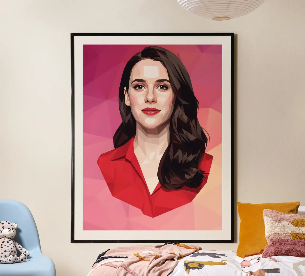 Rachel Brosnahan Lowpoly poster con telaio in alluminio da Low Profile