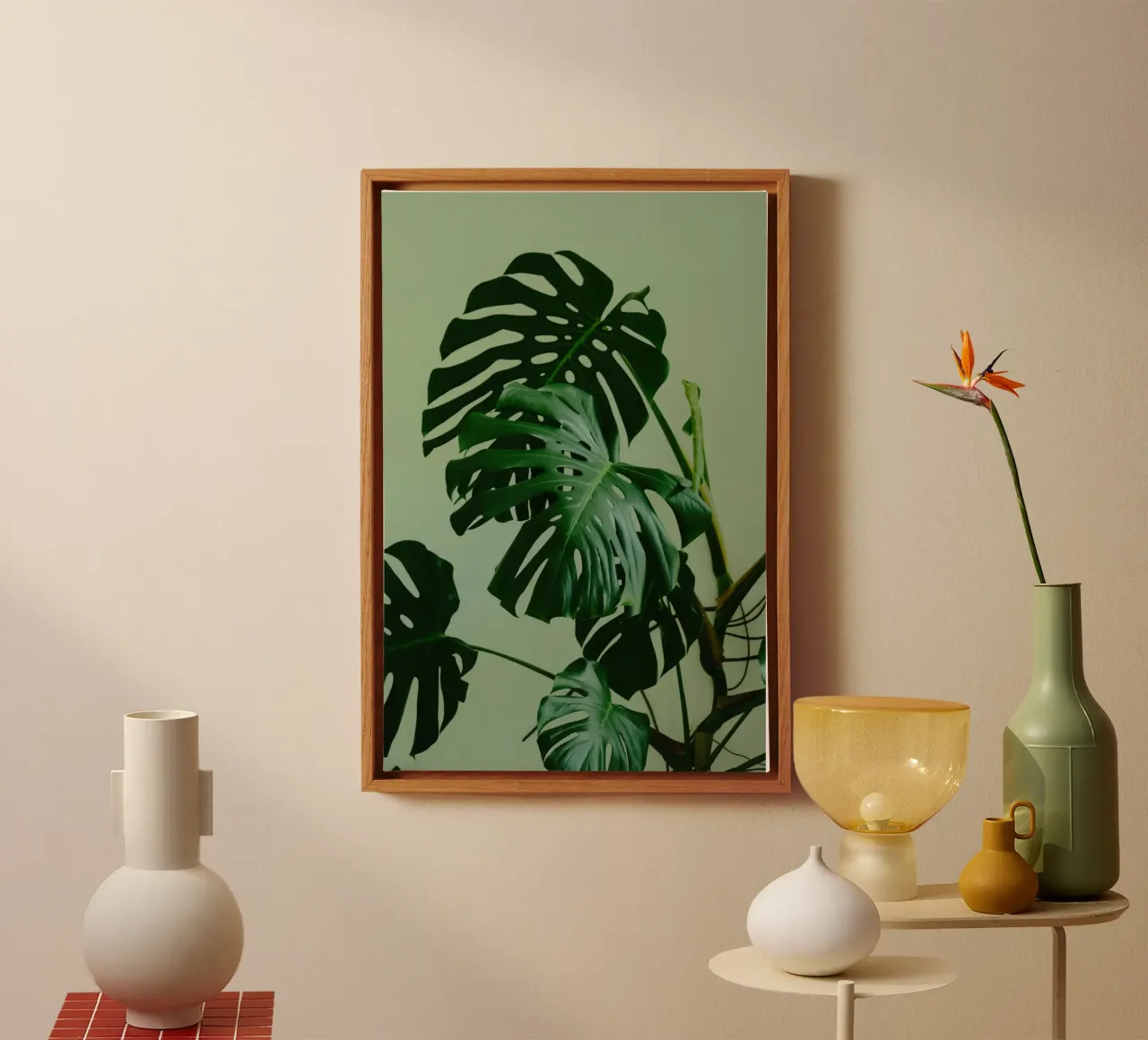 Zuid-Amerikaanse Monstera Elegance canvas met Baklijst van Nature's Palette