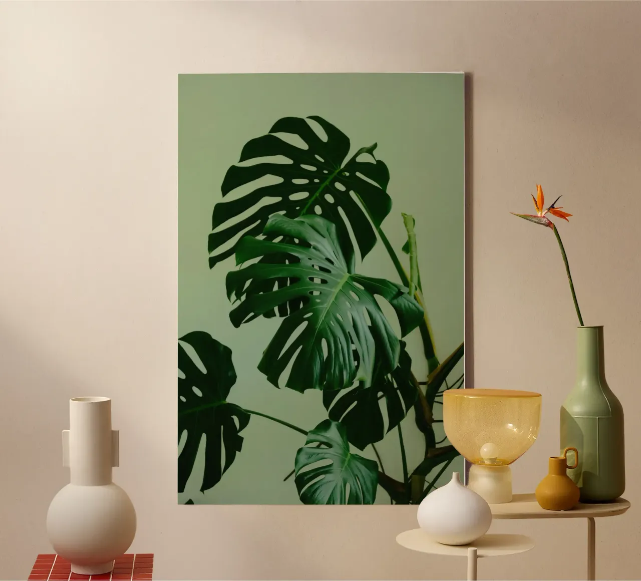 Zuid-Amerikaanse Monstera Elegance canvas met Baklijst van Nature's Palette