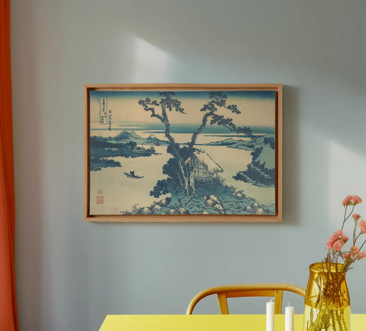 A View of Mount Fuji Across Lake Suwa canvas with Floater frame by Yorke Studio