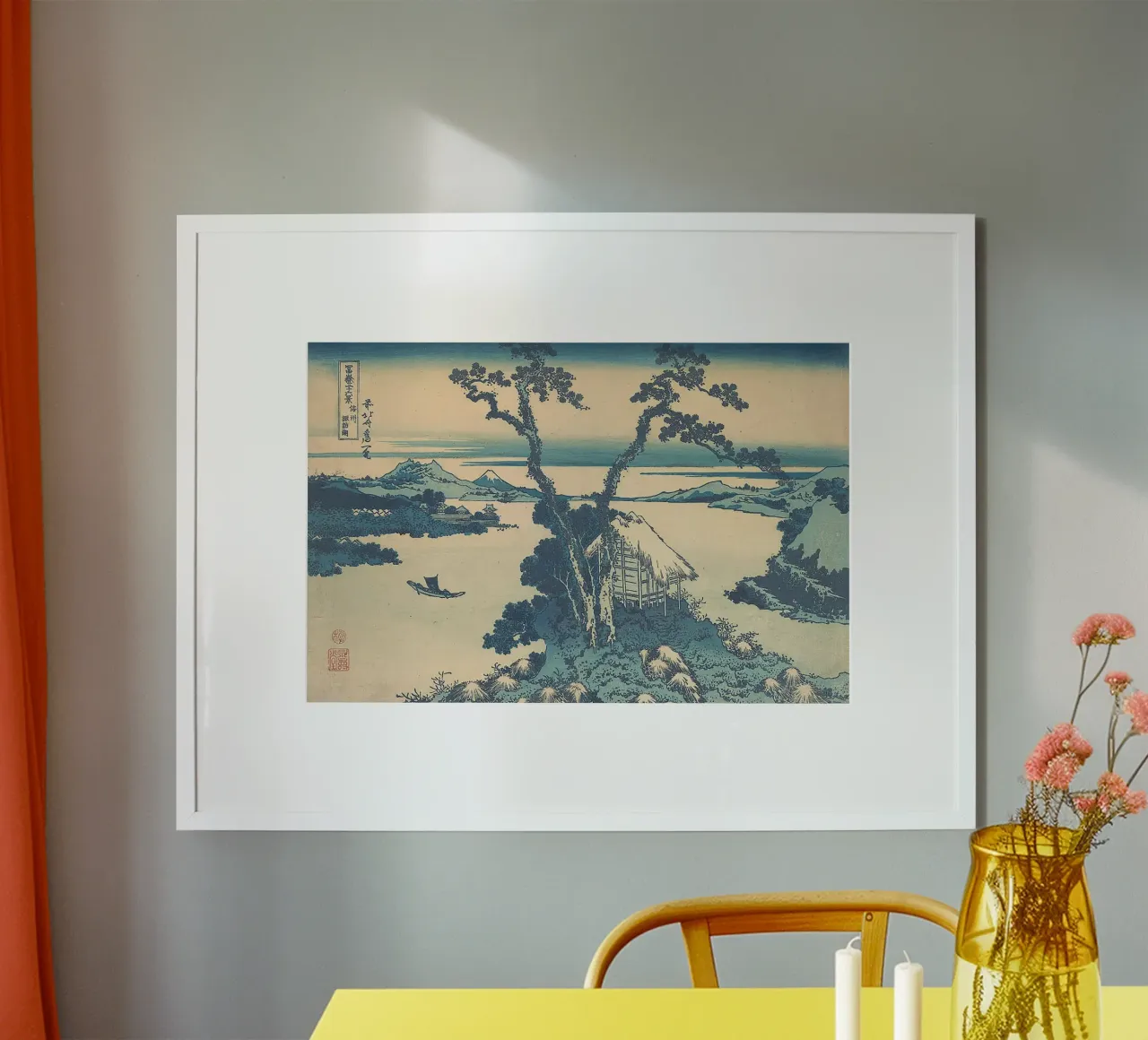 A View of Mount Fuji Across Lake Suwa poster with aluminum frame by Yorke Studio