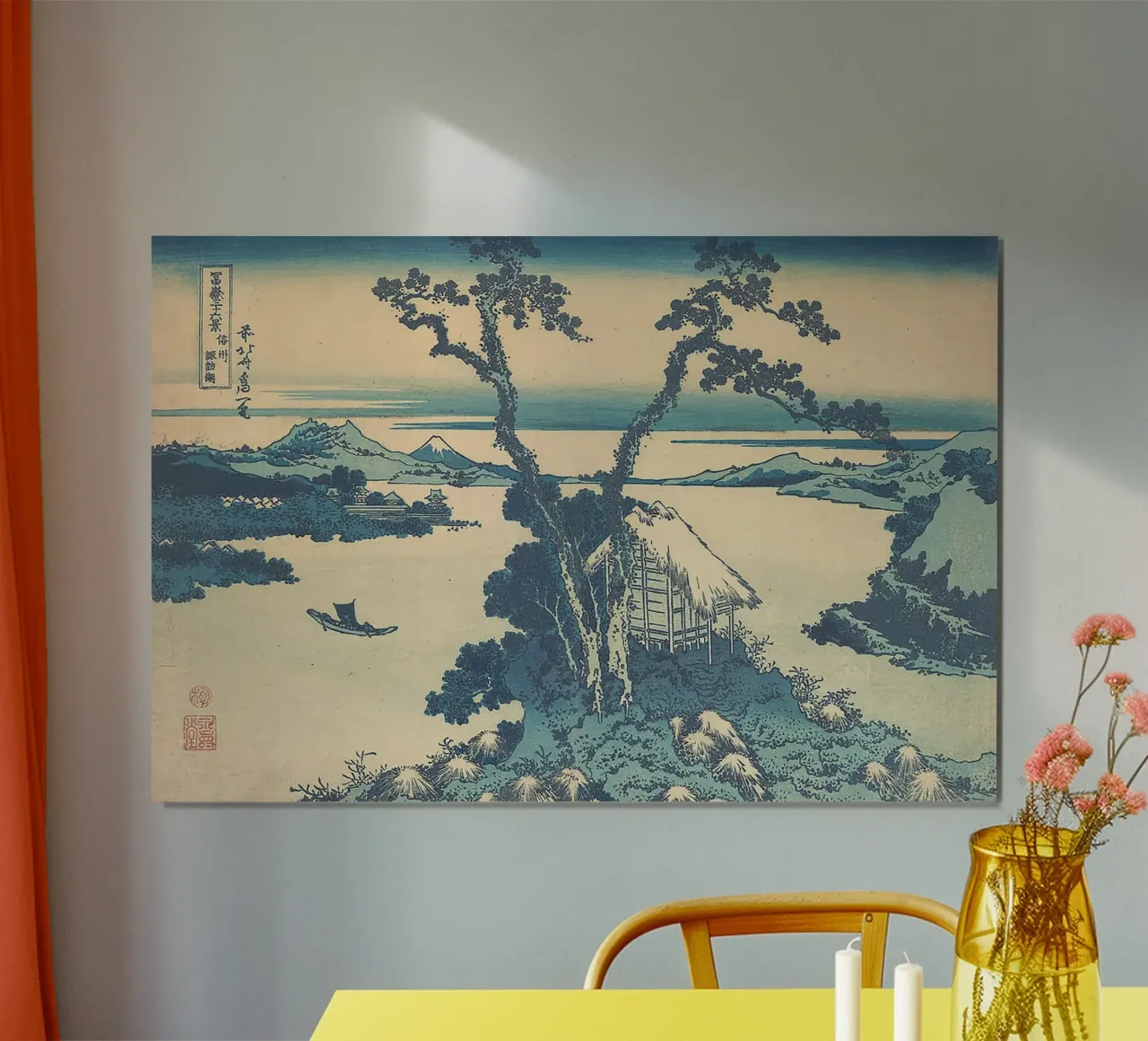 A View of Mount Fuji Across Lake Suwa poster with aluminum frame by Yorke Studio