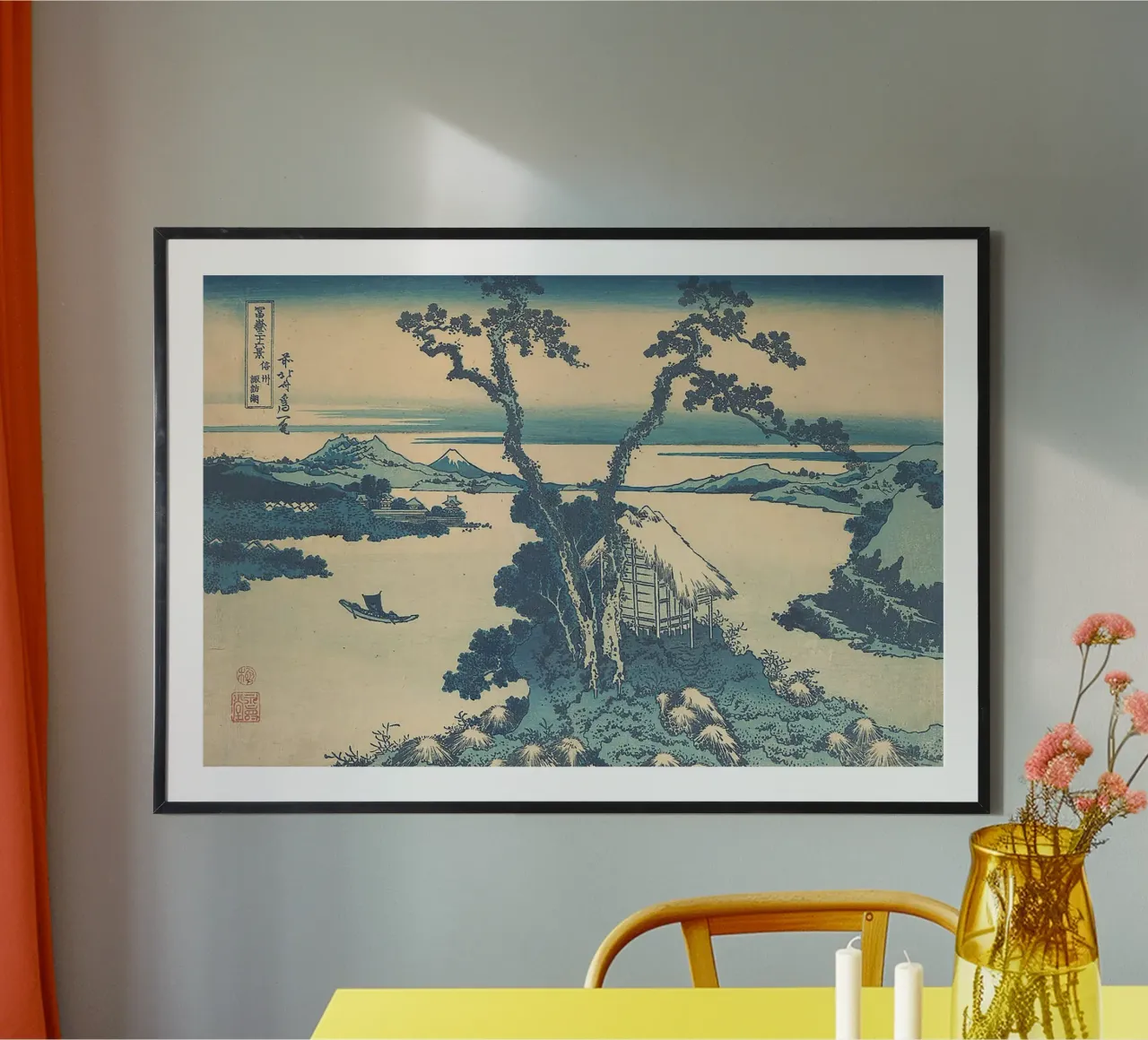 A View of Mount Fuji Across Lake Suwa poster with aluminum frame by Yorke Studio