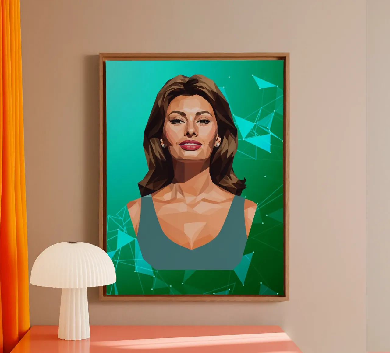 Sophia Loren Lowpoly canvas met Baklijst van Low Profile