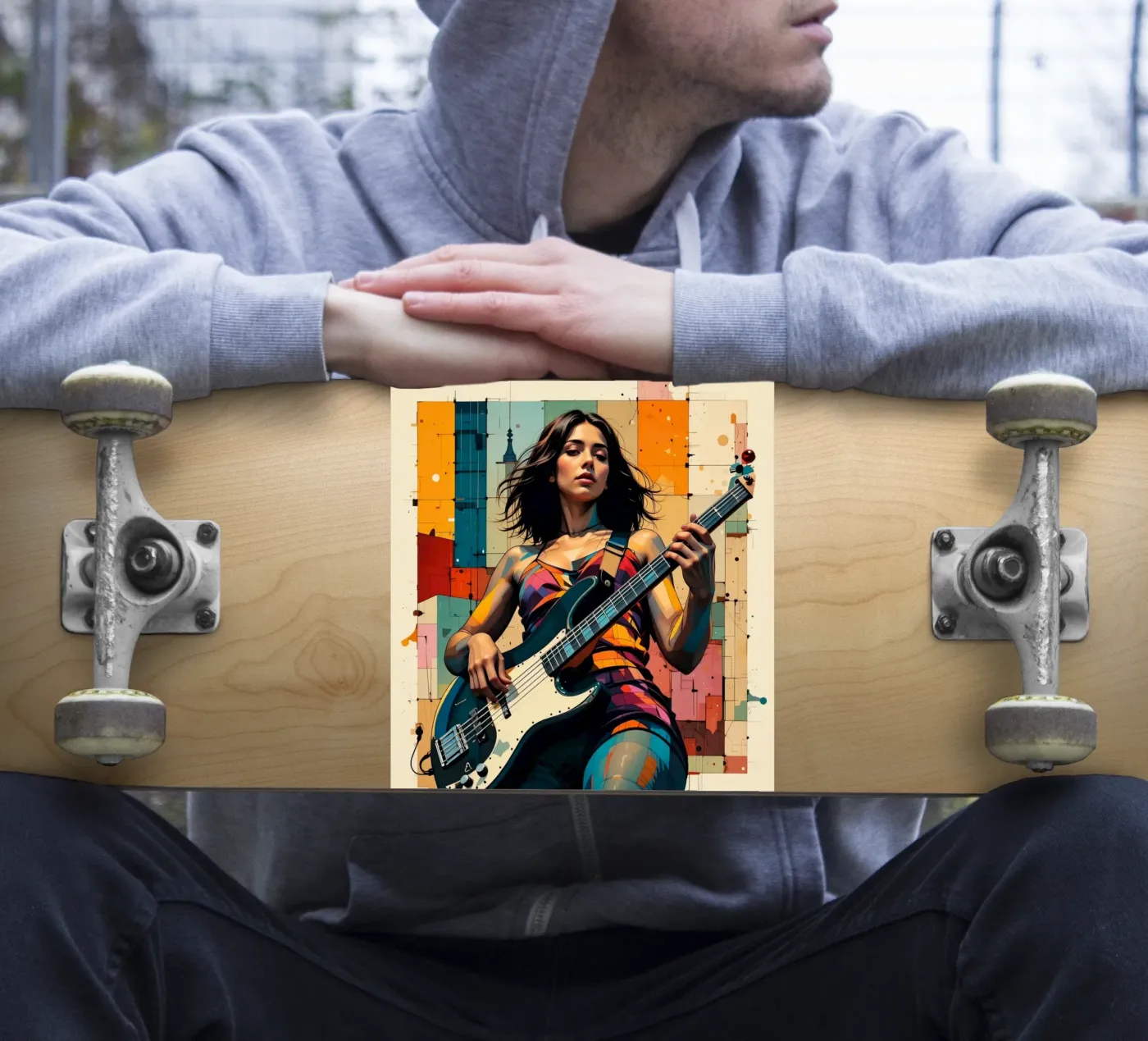 Woman and bass adesivo da Massimo Frascogna