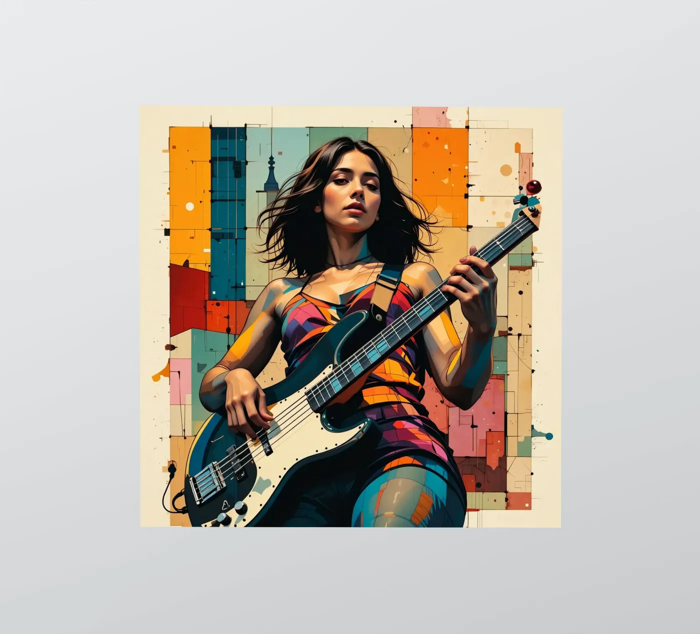Woman and bass adesivo da Massimo Frascogna