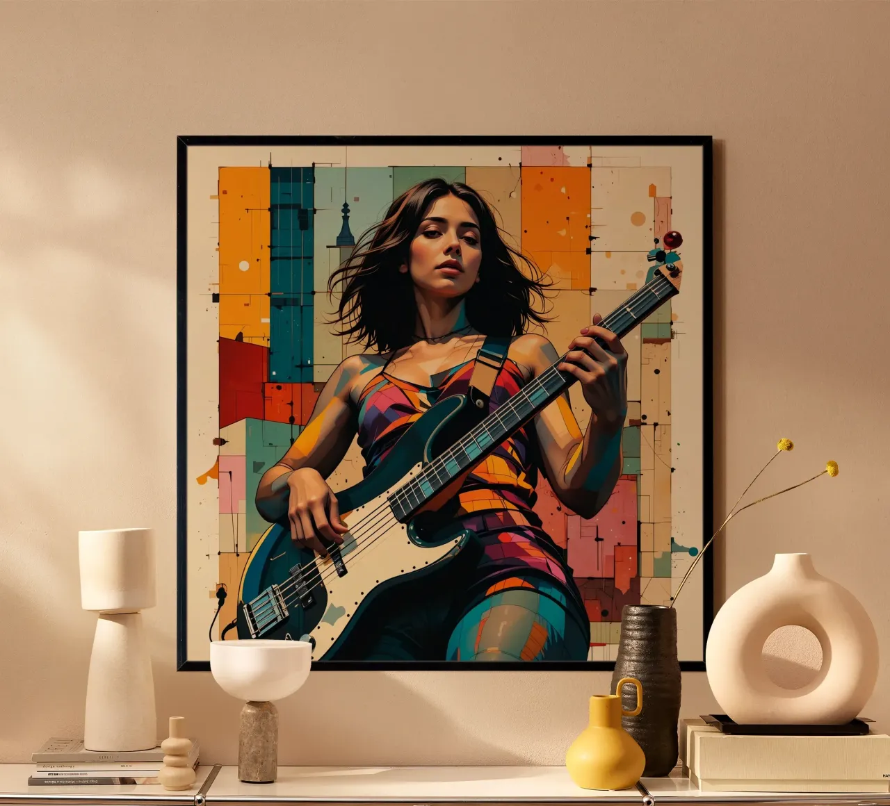 Donna e basso poster con telaio in plastica da Massimo Frascogna