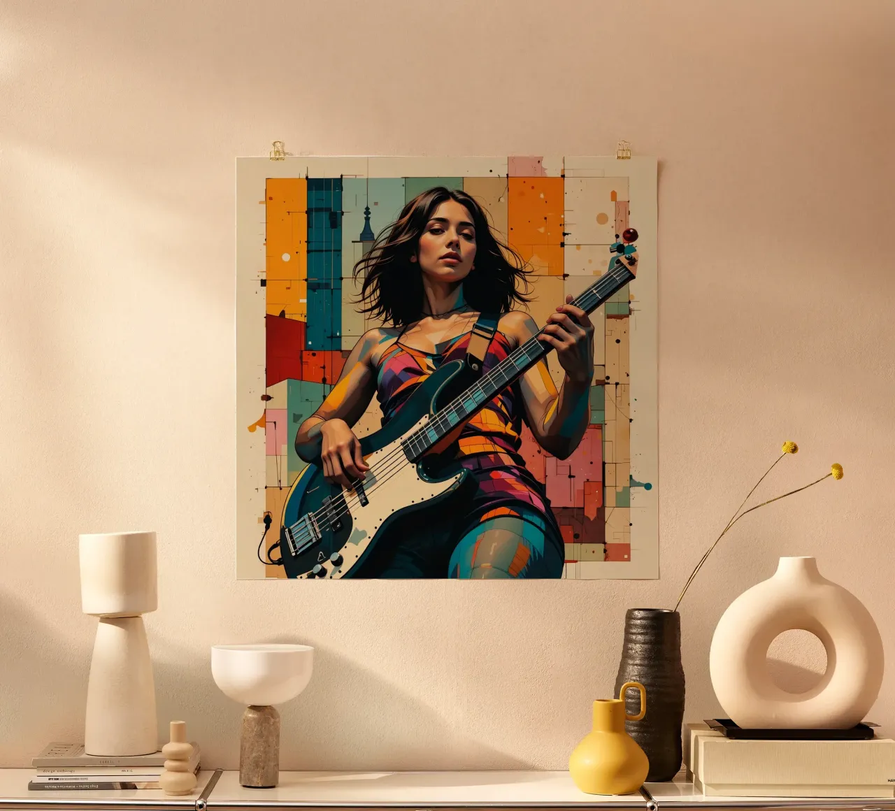 Donna e basso poster con telaio in plastica da Massimo Frascogna