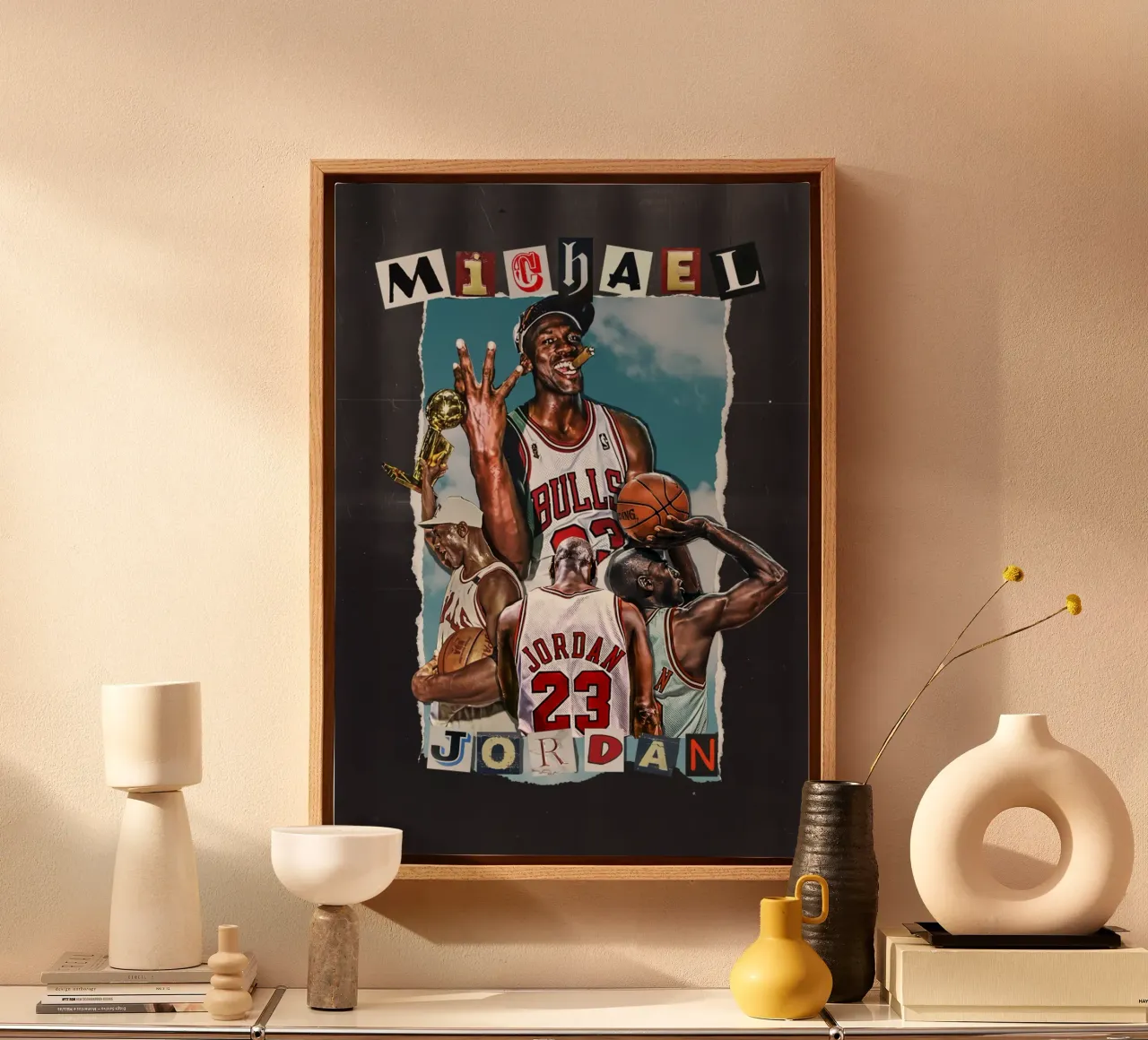Michael Jordan tela con Cornice a cassetta da bernar shop