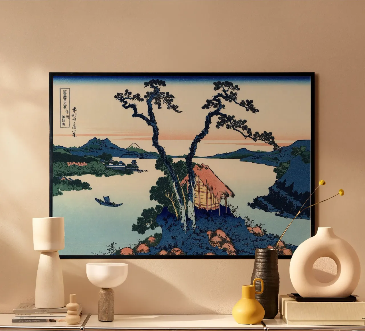 A View of Mount Fuji Across Lake Suwa poster by Yorke Studio