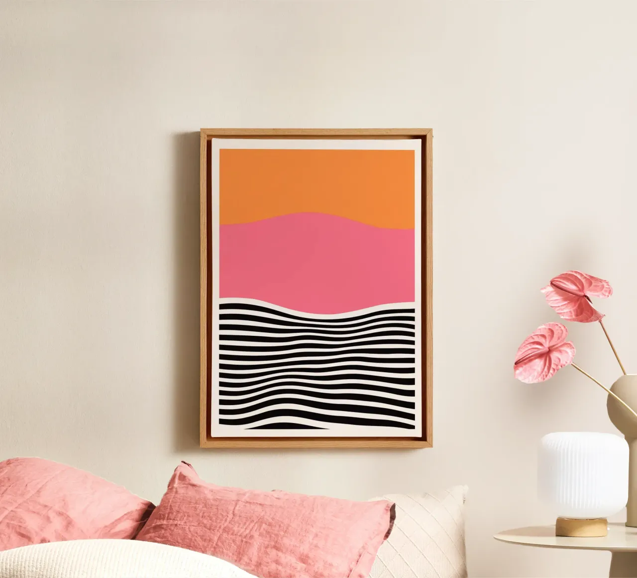 color gradient curve line tela con Cornice a cassetta da hamily